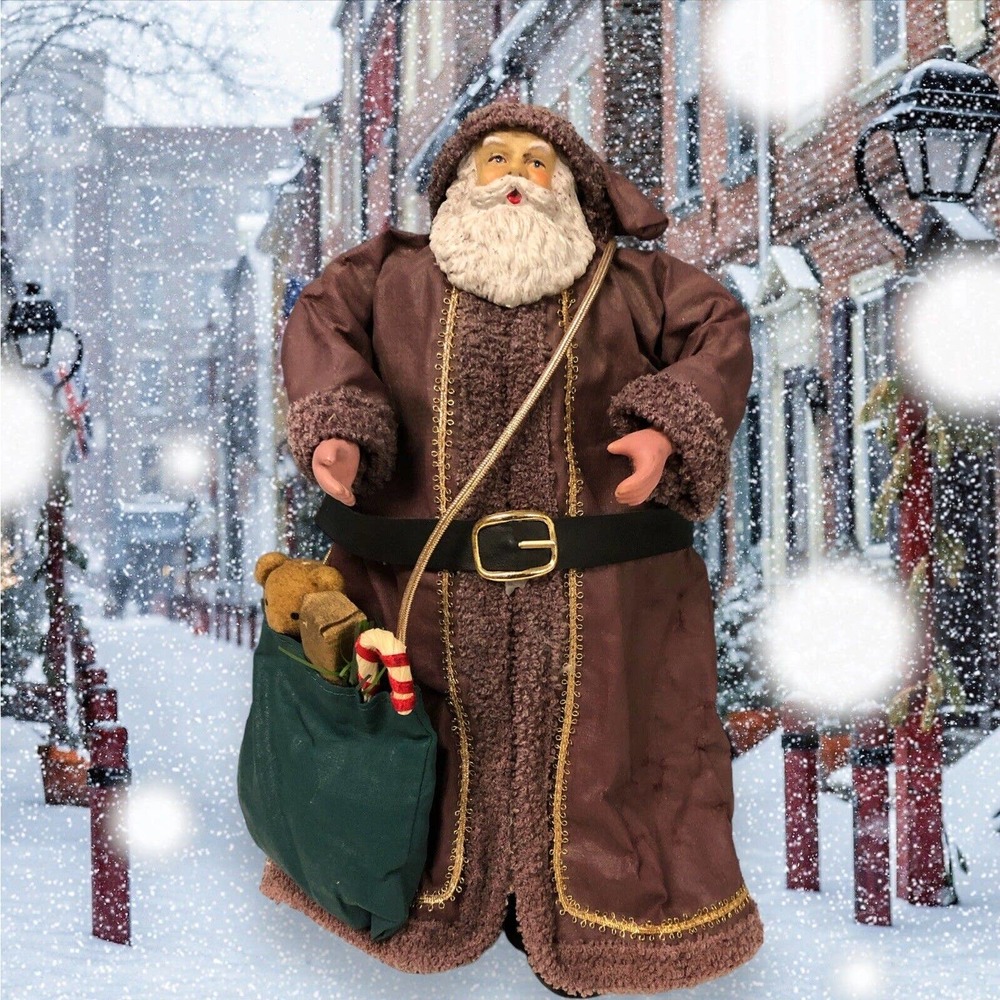 Vtg Paper Mache Robed Taiwan Rustic Old World Santa 10” Christmas decoration‎